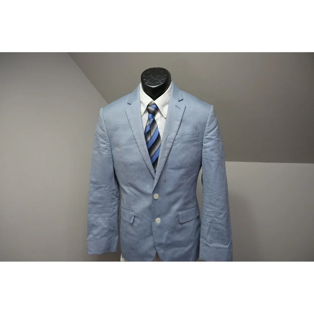 Express Blazer Mens 36S Light Blue Two Button Notch Lapel Slim Fit